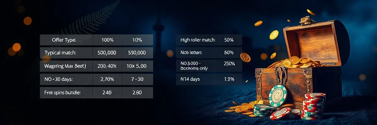 Offer sizes next to their wagering, max bet and expiry for players in New Zealand
